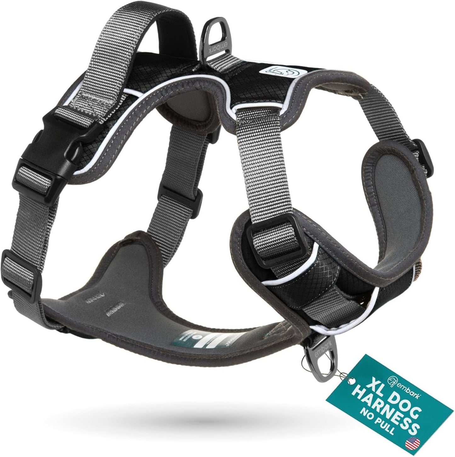 Embark Adventure Small Dog Harness – No-Pull, Reflective Trim, Military-Grade Nylon, Front Clip with Gel-Lined Handle