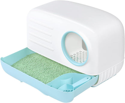 Cat Litter Box,Fully Enclosed Litter Box Holds Odors,Prevents Urine and Litter Leakage,Assembly Free,Easy to Clean Stylish Litter Box Furniture with Pull-Out Litter Tray and Litter Scoop