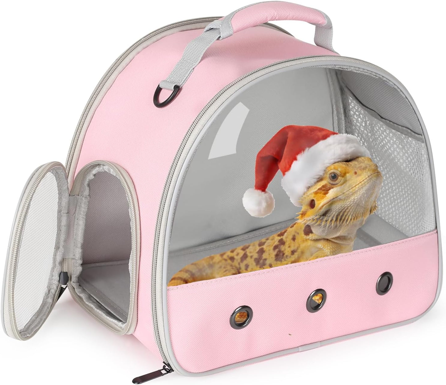Guinea Pig Backpack Carrier, Reptile Outdoor Used,Bearded Dragon Carrier Backpack with Clear Bubble Window,Small Animal Travel Backpack for Hedgehog Rat Parrot, Airline Approved (Grey, Backpack)