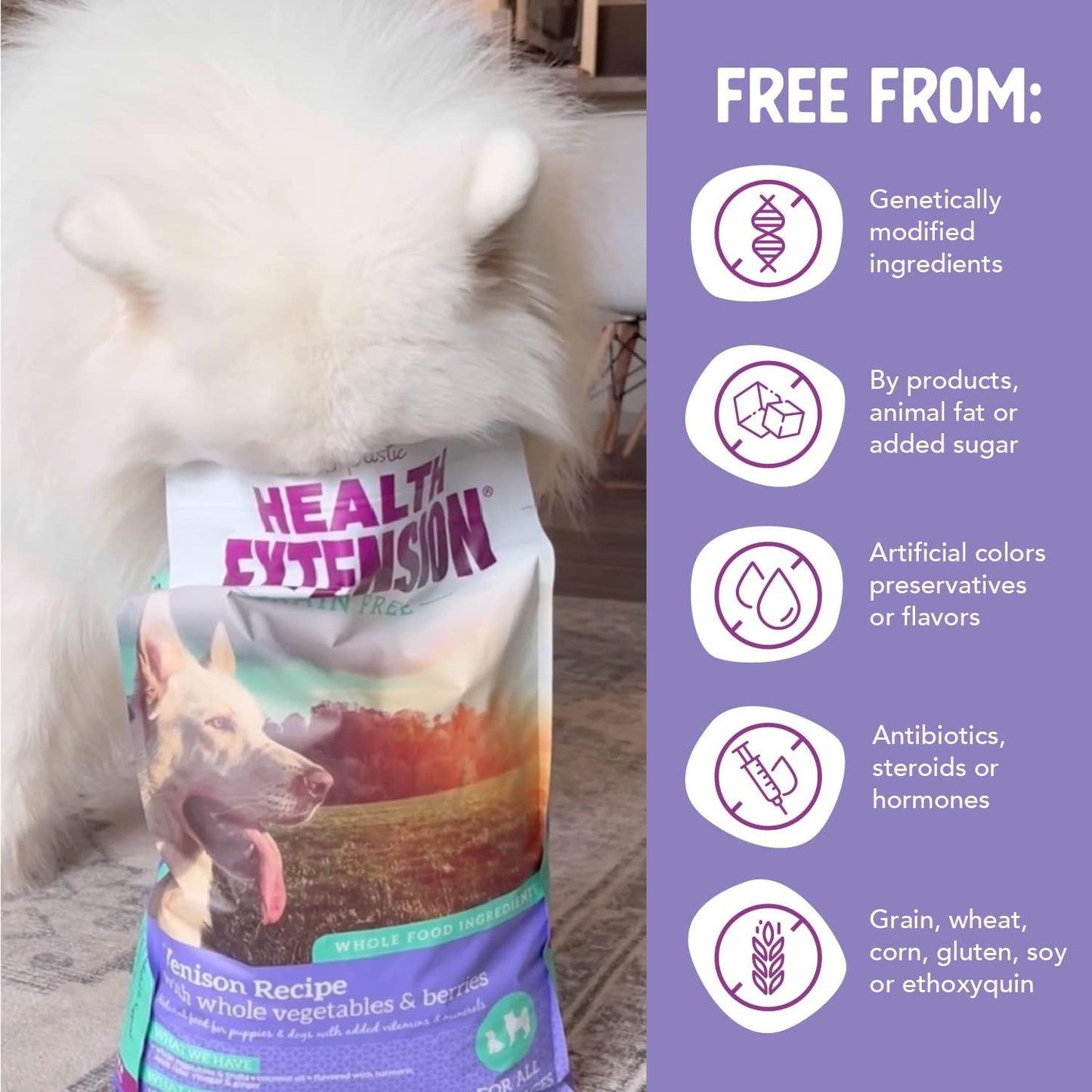 Dry Dog Food, Natural Food with Added Vitamins & Minerals, Suitable for All Puppies, Include Venison & Sweet Potato Recipe with Whole Vegetable & Berries (4 Pound)