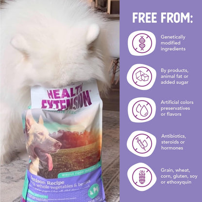 Dry Dog Food, Natural Food with Added Vitamins & Minerals, Suitable for All Puppies, Include Venison & Sweet Potato Recipe with Whole Vegetable & Berries (4 Pound)