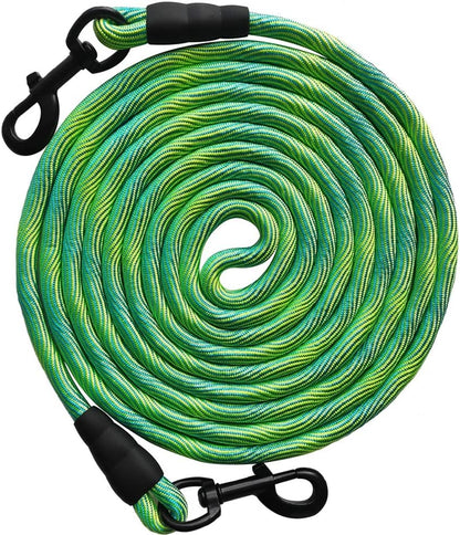 Tie-Out Check Cord Long Rope Dog Tether, 8Ft 12Ft 20Ft 30Ft 50Ft Dog Lead for Yard, Large Medium Dogs Oudoor Training, Playing, Camping, or Backyard (30Ft, Beige Black)