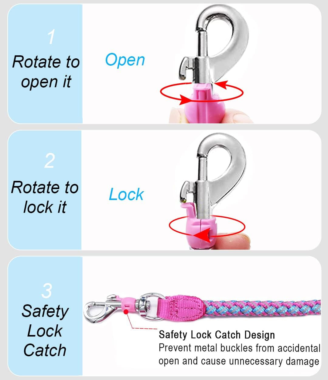 2/3/4/6/10 Ft Reflective Dog Leash Strong Nylon Rope Braided Heavy Duty for Large Medium Small Dogs Walking Training Leads (Pink, 6Ft * 1/2")