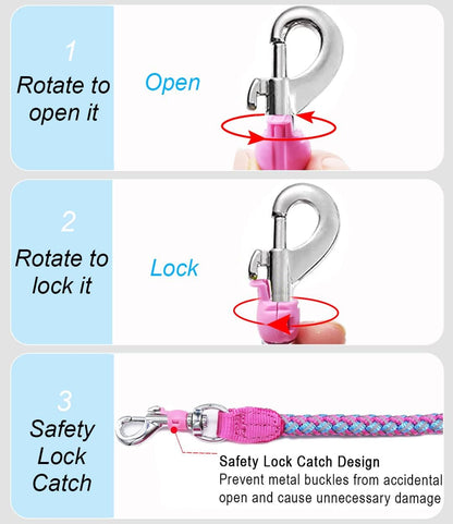 2/3/4/6/10 Ft Reflective Dog Leash Strong Nylon Rope Braided Heavy Duty for Large Medium Small Dogs Walking Training Leads (Pink, 6Ft * 1/2")