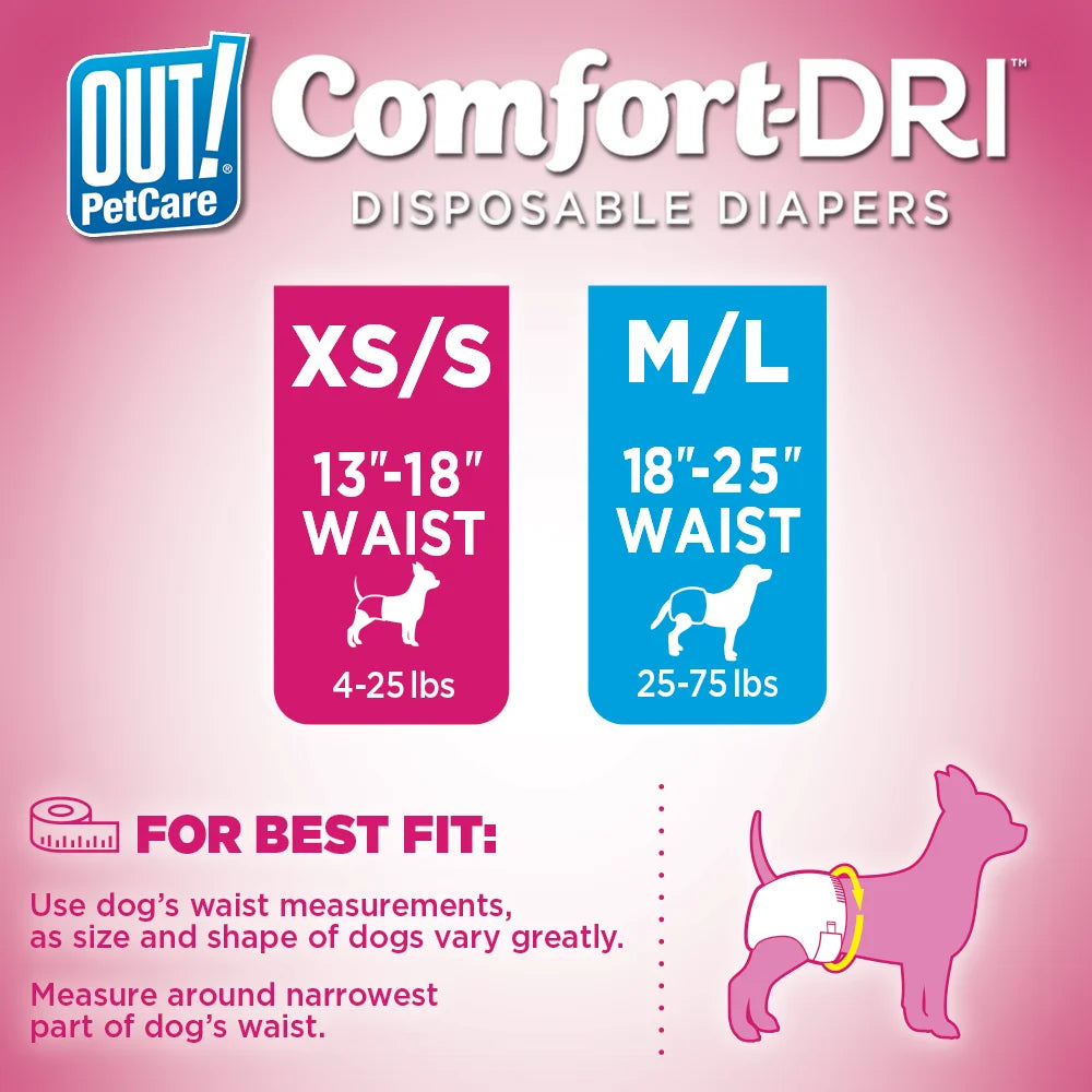 Pet Care Disposable Female Dog Diapers | Absorbent with Leak Proof Fit | Xs/Small, 16 Count
