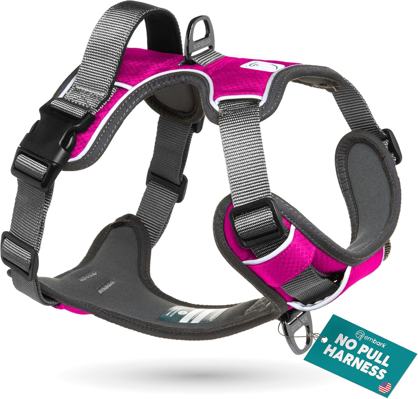 Embark Adventure Small Dog Harness – No-Pull, Reflective Trim, Military-Grade Nylon, Front Clip with Gel-Lined Handle
