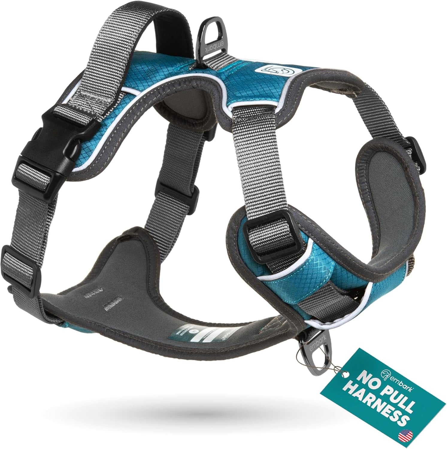 Embark Adventure Small Dog Harness – No-Pull, Reflective Trim, Military-Grade Nylon, Front Clip with Gel-Lined Handle