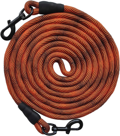 Tie-Out Check Cord Long Rope Dog Tether, 8Ft 12Ft 20Ft 30Ft 50Ft Dog Lead for Yard, Large Medium Dogs Oudoor Training, Playing, Camping, or Backyard (30Ft, Beige Black)