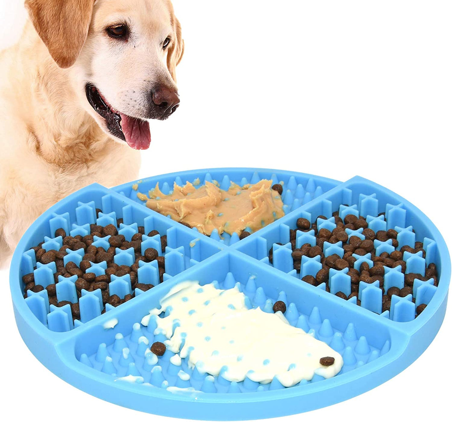 Licking Mat for Dogs and Cats,Dog Slow Feeders,Boredom Anxiety Reduction,Heavy-Duty Puzzle Mat Dog Treat Mat with Unique Quadrant Design,Perfect for Yogurt,Treats or Peanut Butter(Green)