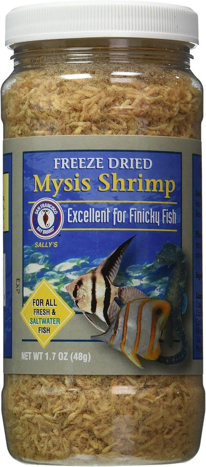 Freeze-Dried Mysis Shrimp - Premium Fish Food, Tropical Fish Food, Shrimp Food - Ideal for Freshwater and Saltwater Fish, Cichlids, Angels, Seahorses - 0.49 Oz (14G)
