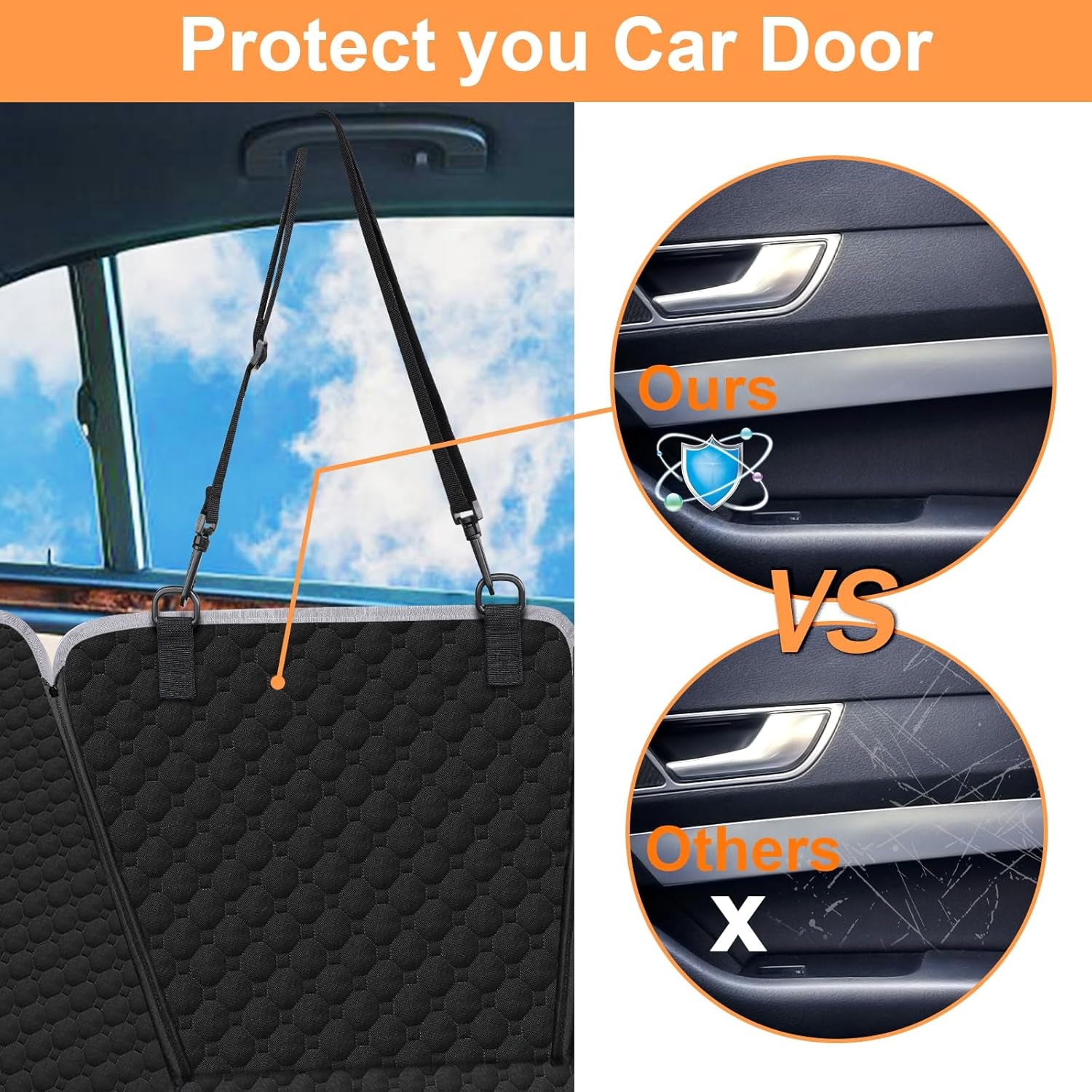 Dog Car Seat Cover for Back Seat, 2026 Upgraded 600D Heavy Duty Waterproof & Scratch-Resistant Dog Hammock for Car, Back Seat Pet Cover for Dogs with Sedan, Trucks and Suvs, Standard, Black