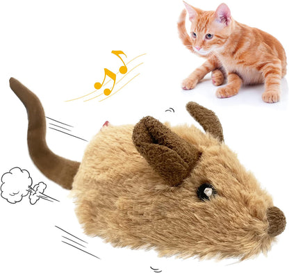 Interactive Cat Toys for Indoor Cats, Cat Mouse Toys with Electronic Realistic Squeaky Sound, Automatic Moving Kitten Toys Electric Mice Toy Self Play Exercise(Orange Ear)