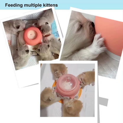 Kitten Pet Milk Feeding Bottle Bionic Silicone Cat Drinker Puppy Dog Bottle Feeder Multiple Cats Breastfeeding Bubble Milk Bowl