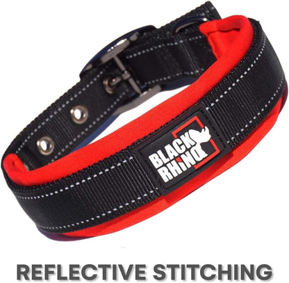 Extra Large Dog Collar - Adjustable Reflective Heavy Duty Dog Collars with Ultra-Soft Neoprene Padding - Weatherproof, Durable, and Comfortable - Ideal for Active Dogs - Red and Black