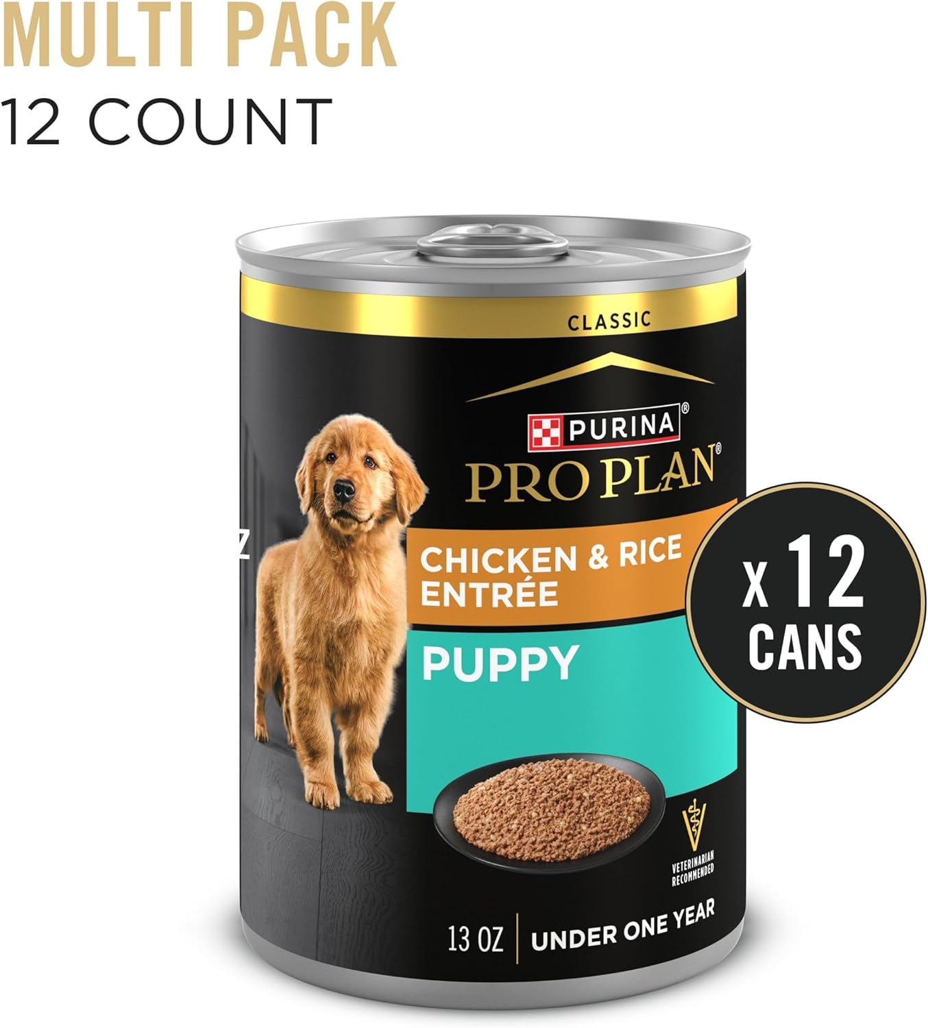 Wet Puppy Food Pate, Wet Food Classic Chicken and Rice Entrée - (Pack of 12) 13 Oz. Cans