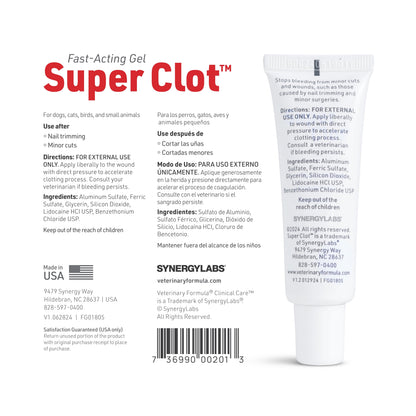 Clinical Care Super Clot Styptic Gel, 1 Oz Tube, Easy Applicator for Dogs and Cats