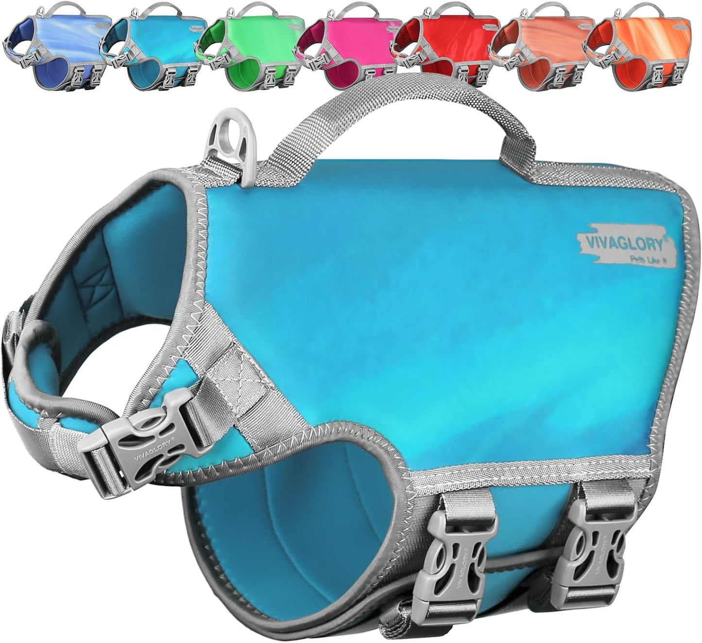 Neoprene Dog Life Vest, Dog Life Jacket for Swimming & Boating, Lightweight & Buoyancy for Puppy Doggy, Swimming Vest with Handle, S, Blue