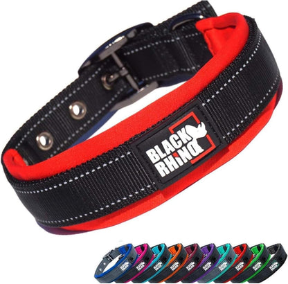 Extra Large Dog Collar - Adjustable Reflective Heavy Duty Dog Collars with Ultra-Soft Neoprene Padding - Weatherproof, Durable, and Comfortable - Ideal for Active Dogs - Red and Black