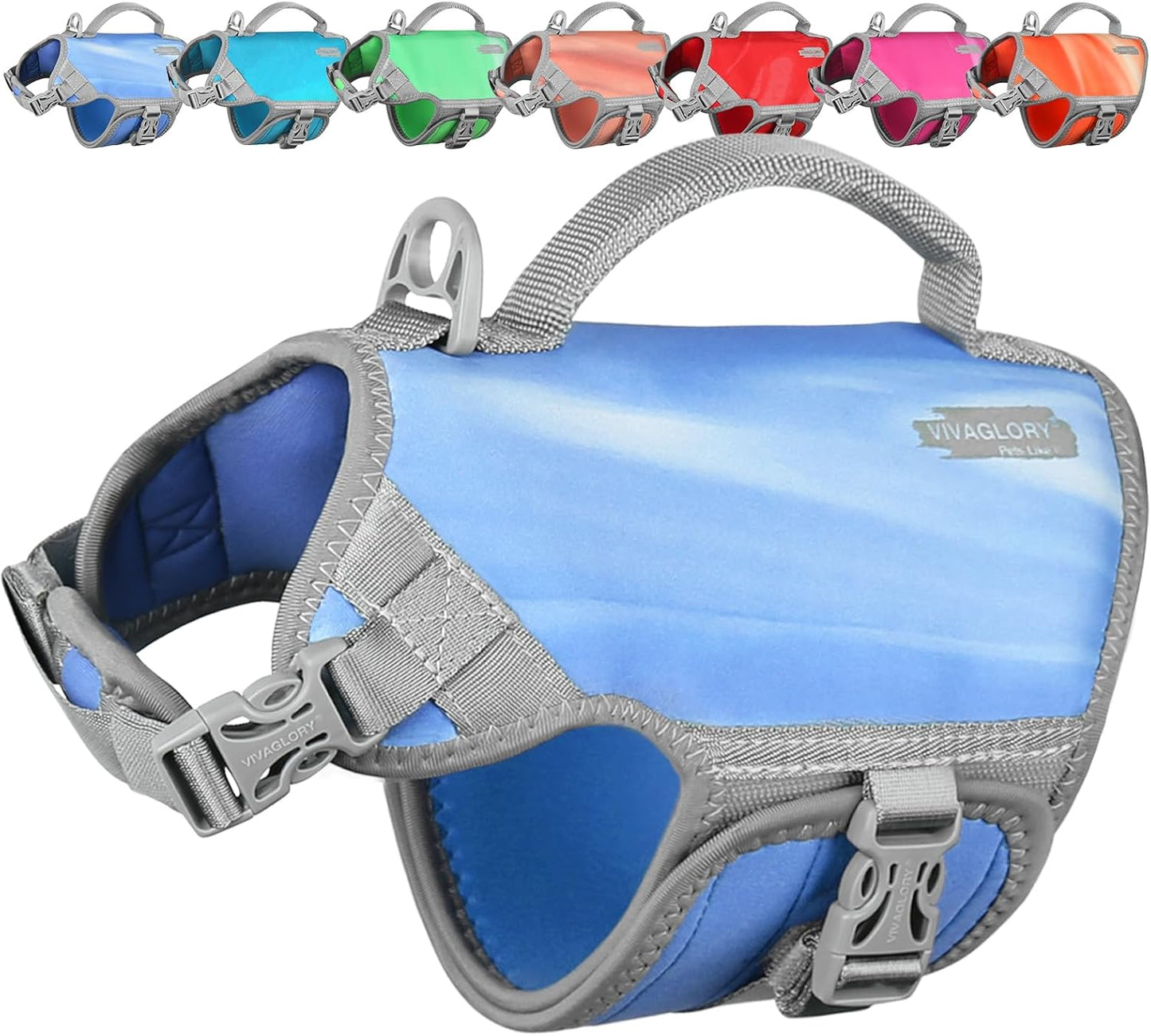 Neoprene Dog Life Vest, Dog Life Jacket for Swimming & Boating, Lightweight & Buoyancy for Puppy Doggy, Swimming Vest with Handle, S, Blue