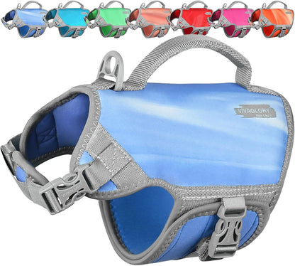 Neoprene Dog Life Vest, Dog Life Jacket for Swimming & Boating, Lightweight & Buoyancy for Puppy Doggy, Swimming Vest with Handle, S, Blue