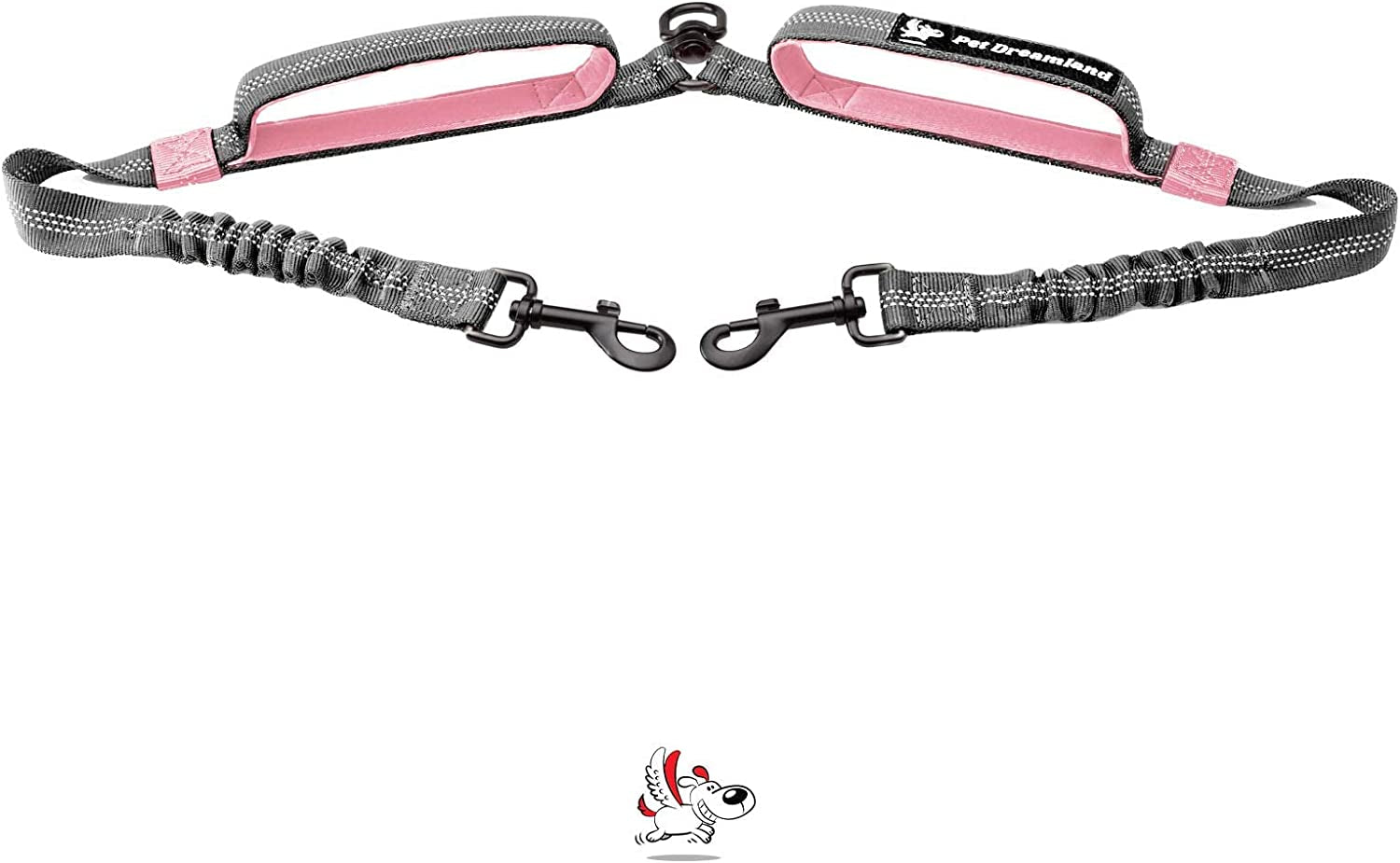 Exquisite Hands Free Double Leash for Two Dogs No Tangle. Premium Quality & Versatile Running Your Two Large Dogs. You Will Absolutely Love This Amazing Dual Dog Leash (Black & Red)