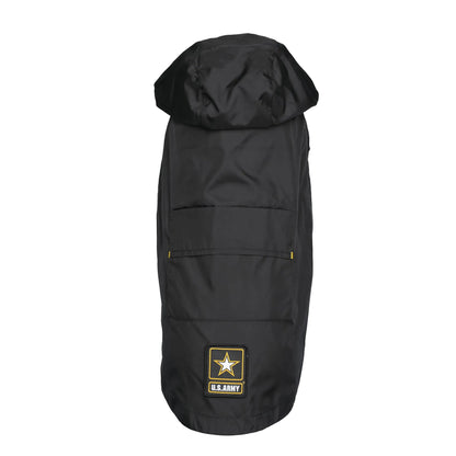 US Army Packable Dog Raincoat — Packs Into Itself, Always Ready