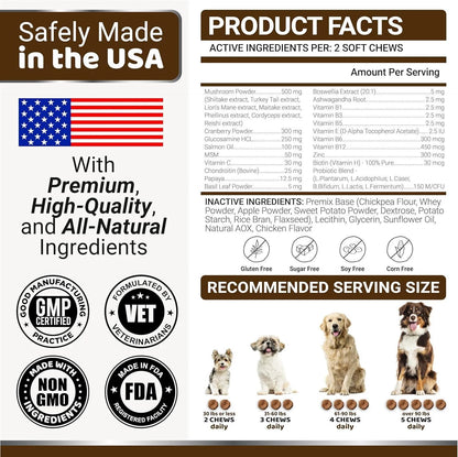 Turkey Tail Mushroom for Dogs Vitamins and Supplements for Dogs Lumps and Bumps Guard Multivitamin Buddy