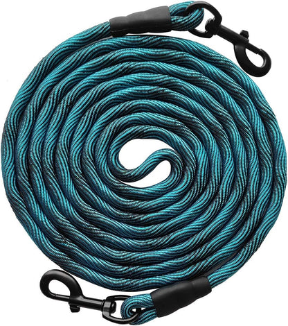 Tie-Out Check Cord Long Rope Dog Tether, 8Ft 12Ft 20Ft 30Ft 50Ft Dog Lead for Yard, Large Medium Dogs Oudoor Training, Playing, Camping, or Backyard (30Ft, Beige Black)