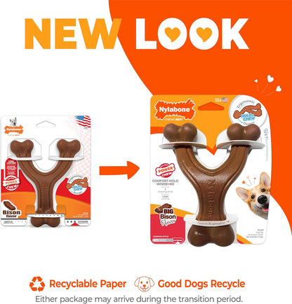 Ergonomic Hold Wishbone Power Chew Toy for Dogs, Dog Toys for Aggressive Chewers, Bison Flavor, Small - up to 25 Ibs, 1 Count