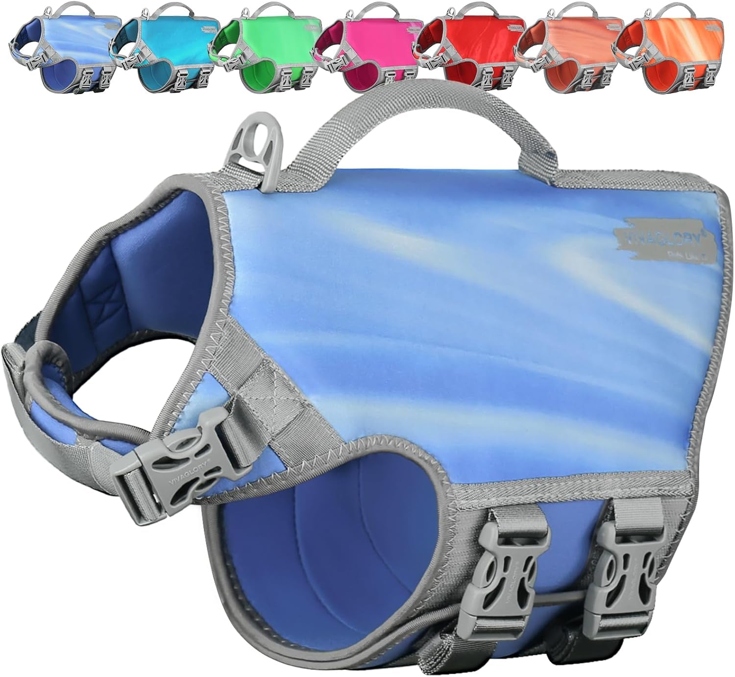 Neoprene Dog Life Vest, Dog Life Jacket for Swimming & Boating, Lightweight & Buoyancy for Puppy Doggy, Swimming Vest with Handle, S, Blue