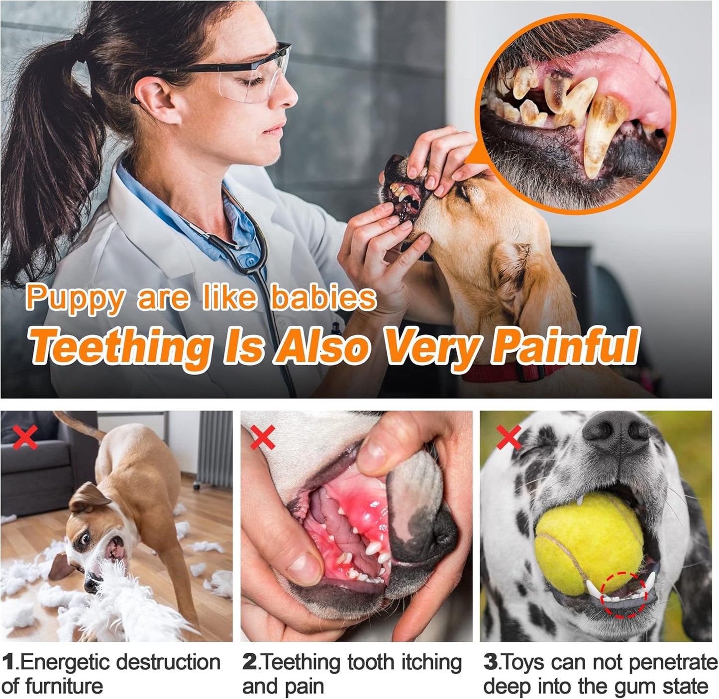 Puppy Teething Chew Toys 2-8 Months,Puppy Toys 360° Soothing Itchy Sore Teeth, Puppy Chew Toy for Teething-