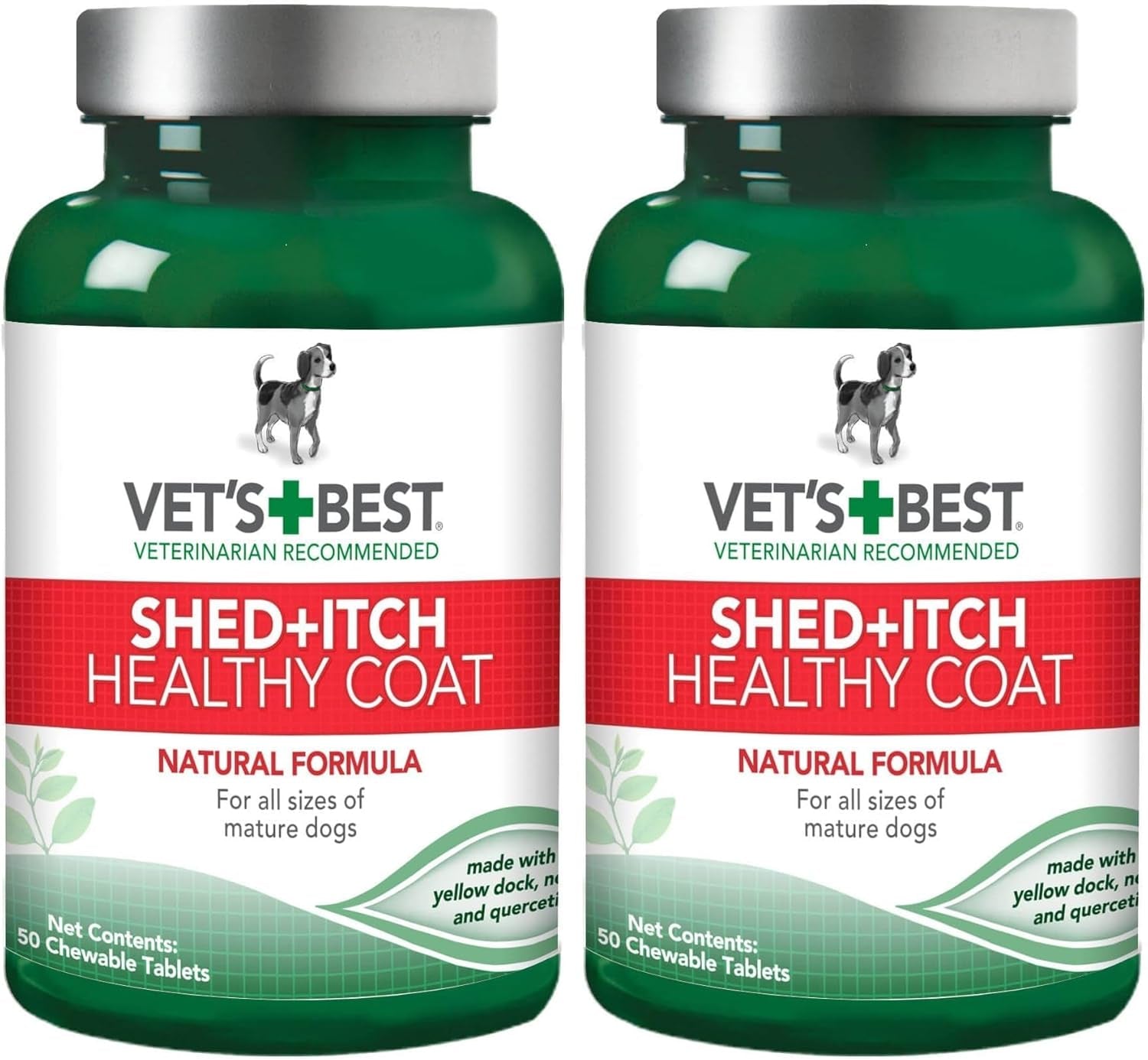 Healthy Coat Shed & Itch Relief for Dogs, Relieve Dogs Skin Irritation and Shedding Due to Seasonal Allergies or Dermatitis, 150 Chewable Tablets