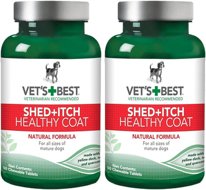 Healthy Coat Shed & Itch Relief for Dogs, Relieve Dogs Skin Irritation and Shedding Due to Seasonal Allergies or Dermatitis, 150 Chewable Tablets