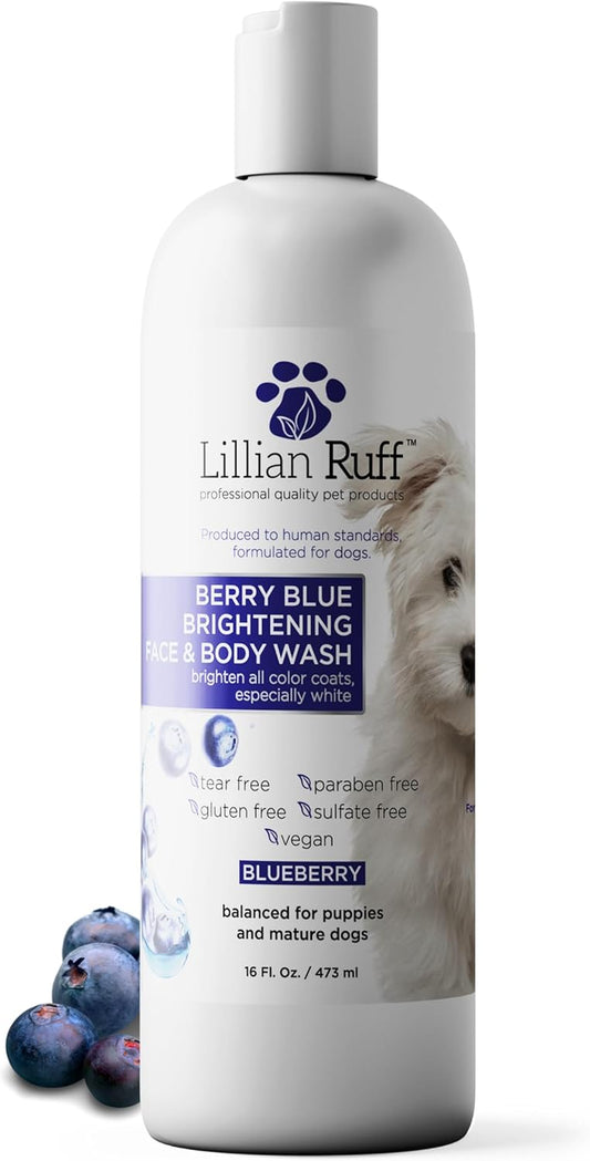 PRO Formula Berry Blue Brightening Pet Shampoo - Ultra-Hydrating Professional Whitening Dog Shampoo, Vivid Show-Quality Coat Enhancer, Tear Stain & Odor Eliminator with Provitamin B5 16Oz