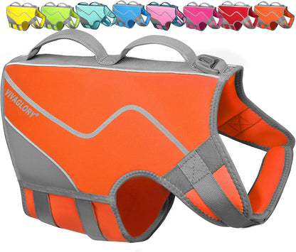 Neoprene Dog Life Vest, Dog Life Jacket for Swimming & Boating, Lightweight & Buoyancy for Puppy Doggy, Swimming Vest with Handle, S, Blue