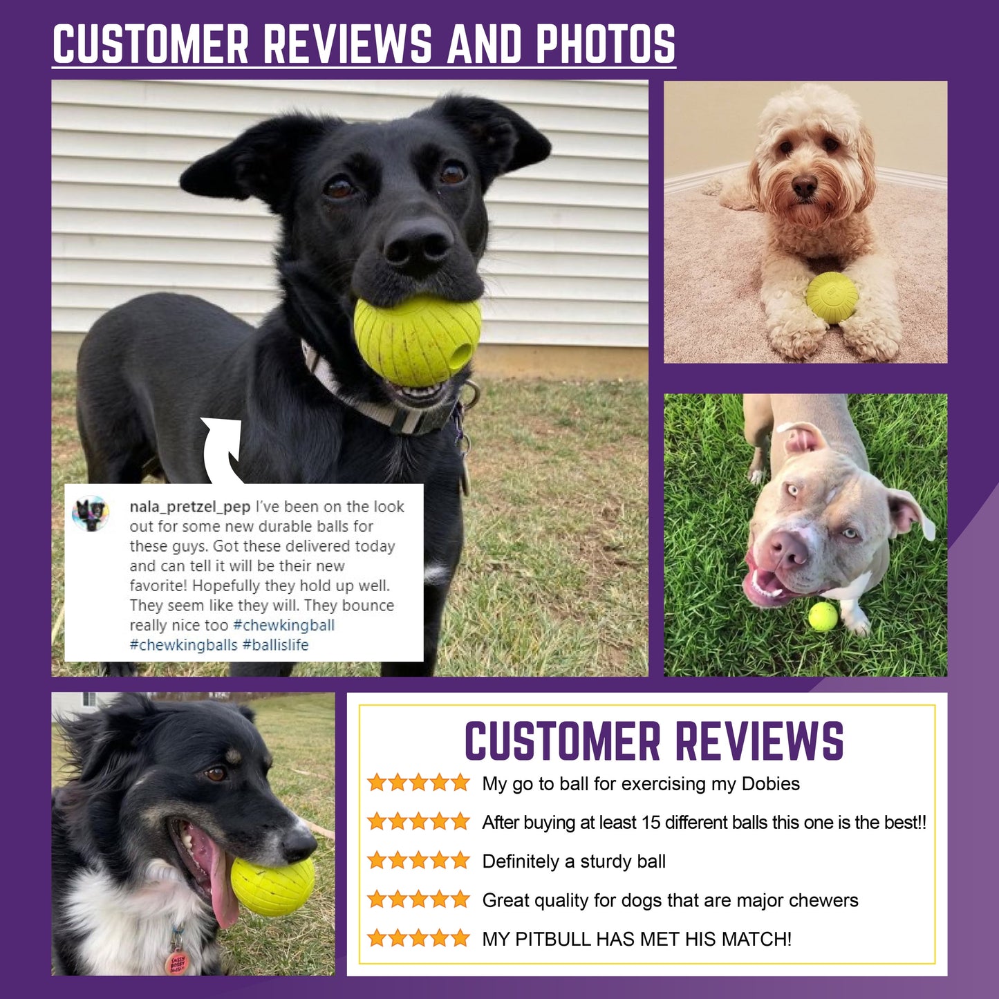 by Mammoth , 3 Inch Supreme Rubber Dog Balls (4-Pack) for Large Breeds