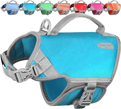 Neoprene Dog Life Vest, Dog Life Jacket for Swimming & Boating, Lightweight & Buoyancy for Puppy Doggy, Swimming Vest with Handle, S, Blue