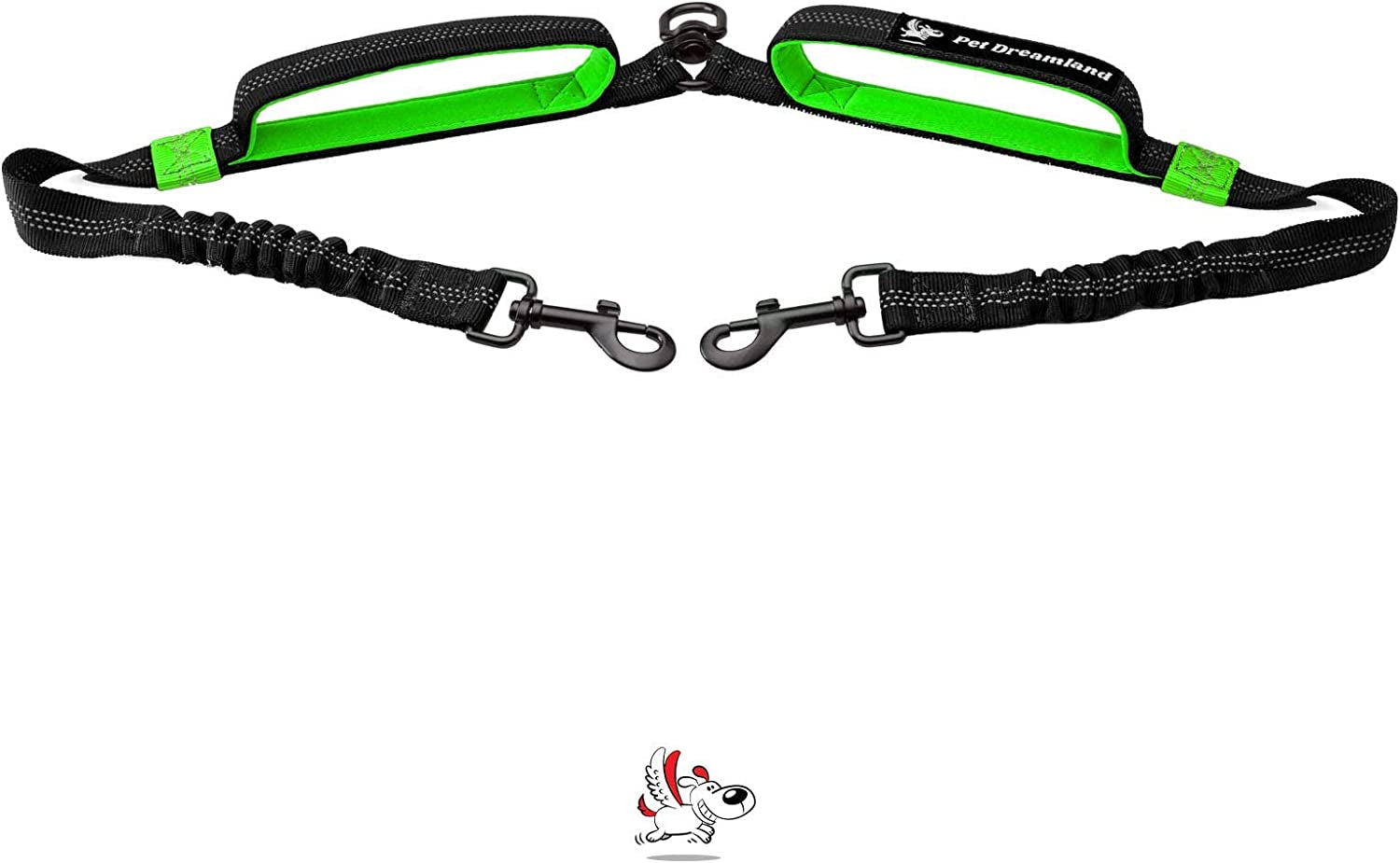 Exquisite Hands Free Double Leash for Two Dogs No Tangle. Premium Quality & Versatile Running Your Two Large Dogs. You Will Absolutely Love This Amazing Dual Dog Leash (Black & Red)