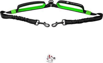 Exquisite Hands Free Double Leash for Two Dogs No Tangle. Premium Quality & Versatile Running Your Two Large Dogs. You Will Absolutely Love This Amazing Dual Dog Leash (Black & Red)