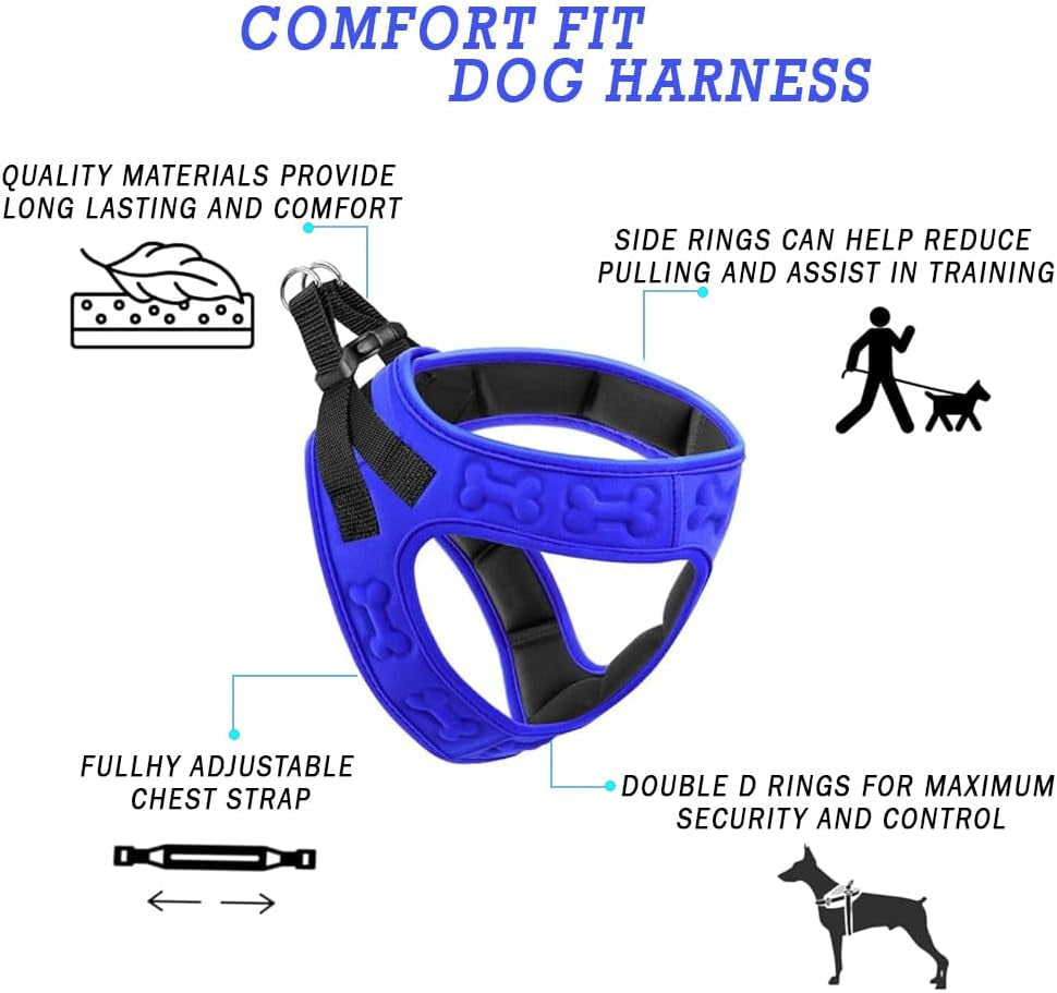 Comfort Fit No Pull Dog Harness – Adjustable Step-In Vest for Small, Medium & Large Dogs, Soft Padded with Leash Clips, Reflective Straps & Handle