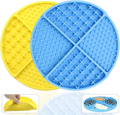 Licking Mat for Dogs and Cats,Dog Slow Feeders,Boredom Anxiety Reduction,Heavy-Duty Puzzle Mat Dog Treat Mat with Unique Quadrant Design,Perfect for Yogurt,Treats or Peanut Butter(Green)