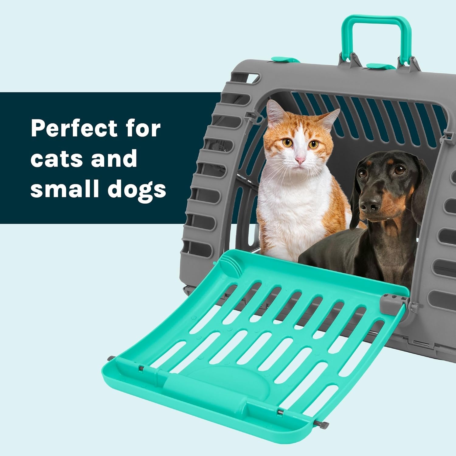 Sport Pet Designs Foldable Travel Cat Carrier - Front Door Plastic Collapsible Carrier Collection, Waterproof Bed