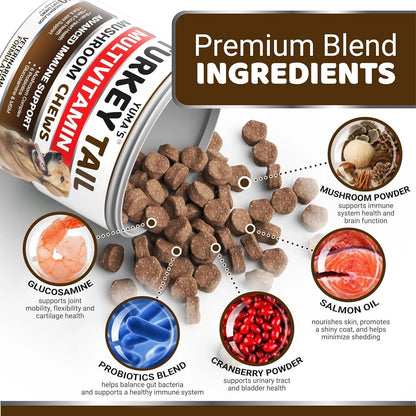 Turkey Tail Mushroom for Dogs Vitamins and Supplements for Dogs Lumps and Bumps Guard Multivitamin Buddy