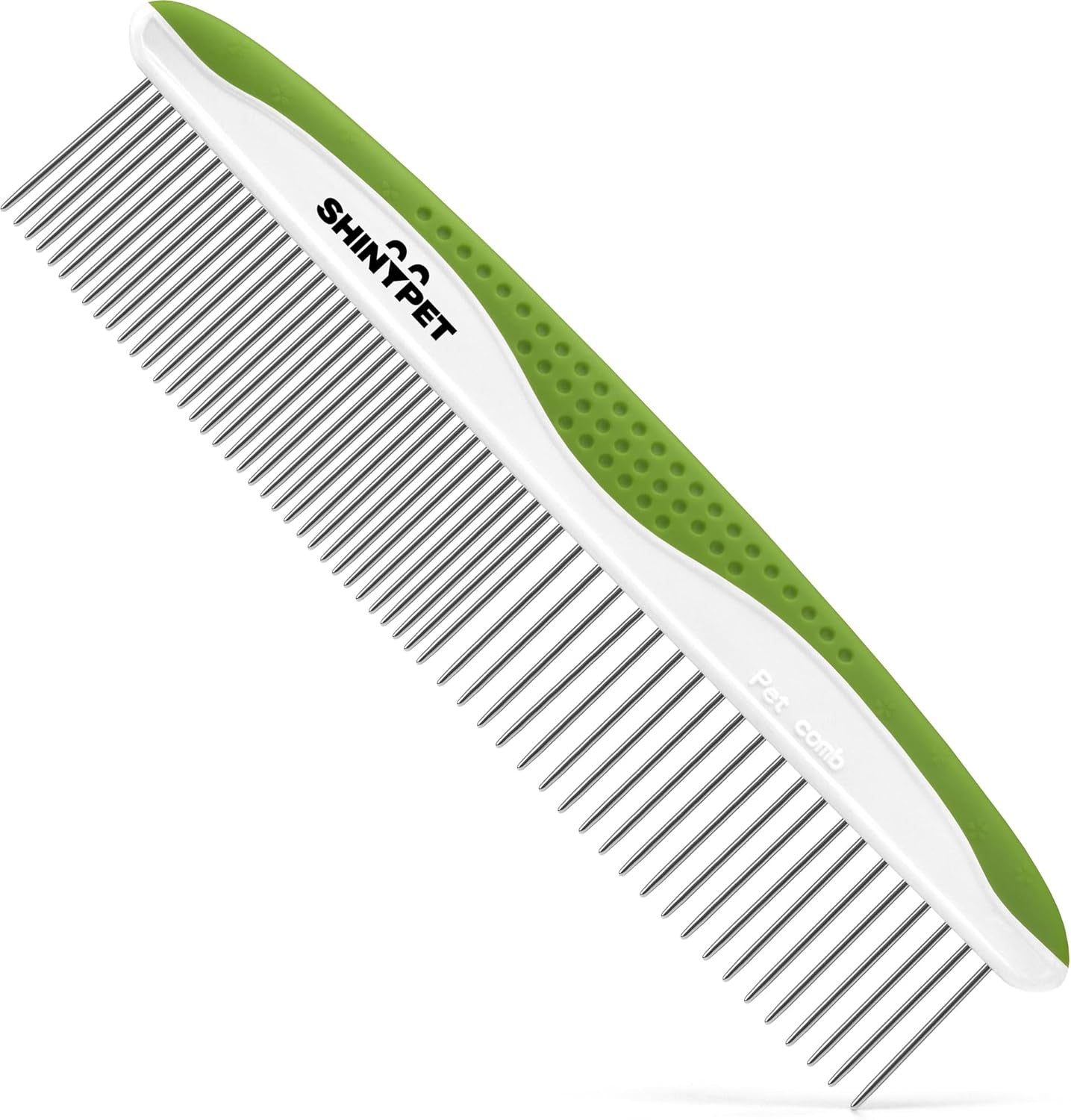 Dog & Cat Comb – Removes Tangles, Knots, and Matted Fur – Grooming Tool with Stainless Steel Teeth and Non-Slip Handle – Best Pet Hair Comb for Home Grooming Kit – Includes Ebook Guide