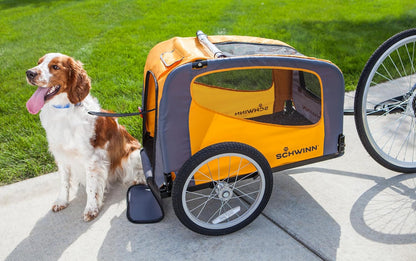 Rascal Pet Trailer, Holds Pets up to 50 or 100 Lb, Universal Coupler, Folding Frame, Quick-Release Wheels, Rear Doggy Door, Leash, Washable Liner, Bug Screen,  Bike Trailer for Pets