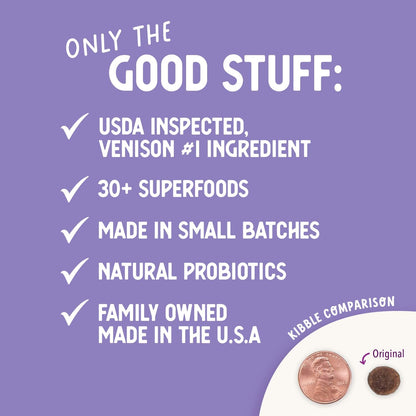 Dry Dog Food, Natural Food with Added Vitamins & Minerals, Suitable for All Puppies, Include Venison & Sweet Potato Recipe with Whole Vegetable & Berries (4 Pound)