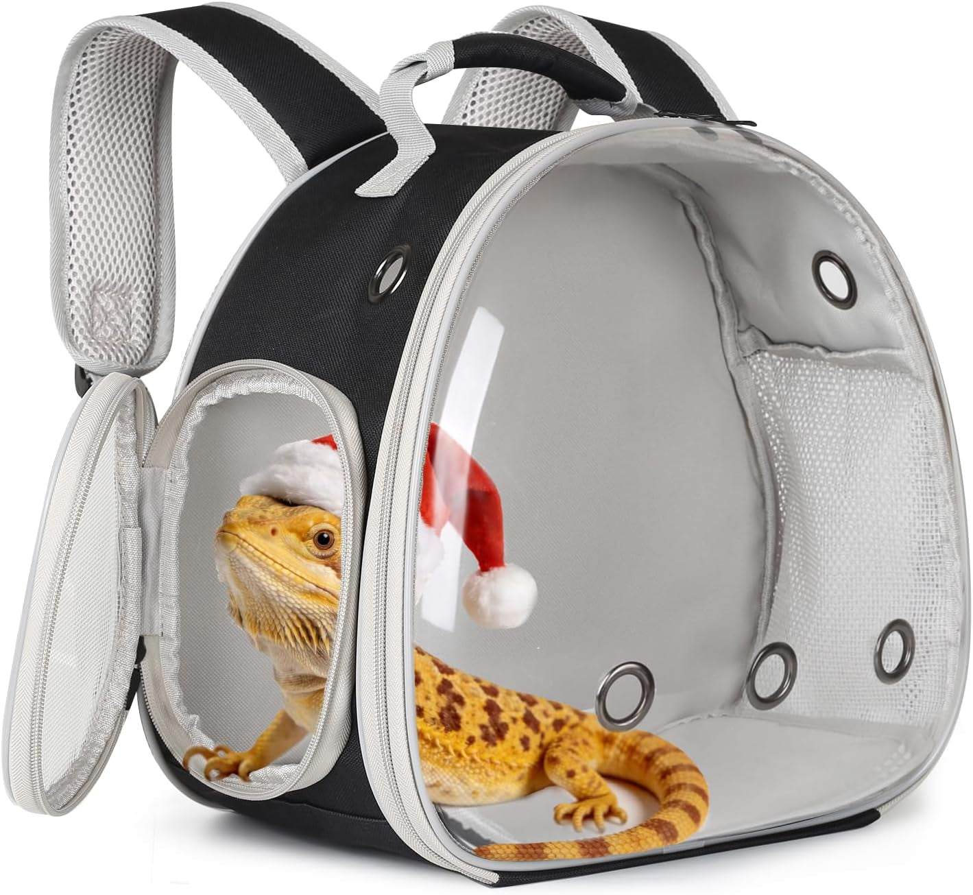 Guinea Pig Backpack Carrier, Reptile Outdoor Used,Bearded Dragon Carrier Backpack with Clear Bubble Window,Small Animal Travel Backpack for Hedgehog Rat Parrot, Airline Approved (Grey, Backpack)