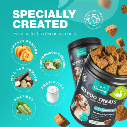 No Poo Chews for Dogs Coprophagia Deterrent for Dogs Forbid for Dogs Stool Eating Deterrent Dog Probiotics for Digestive Health Digestive Gut & Immune Health Treats No Poop Eating for Dogs