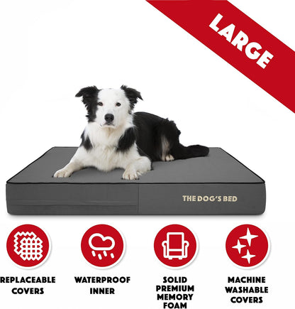 The Dog’S Bed Orthopedic Memory Foam Dog Bed Mattress, Oxford Fabric, Grey with Black Trim, L, 6-Inch
