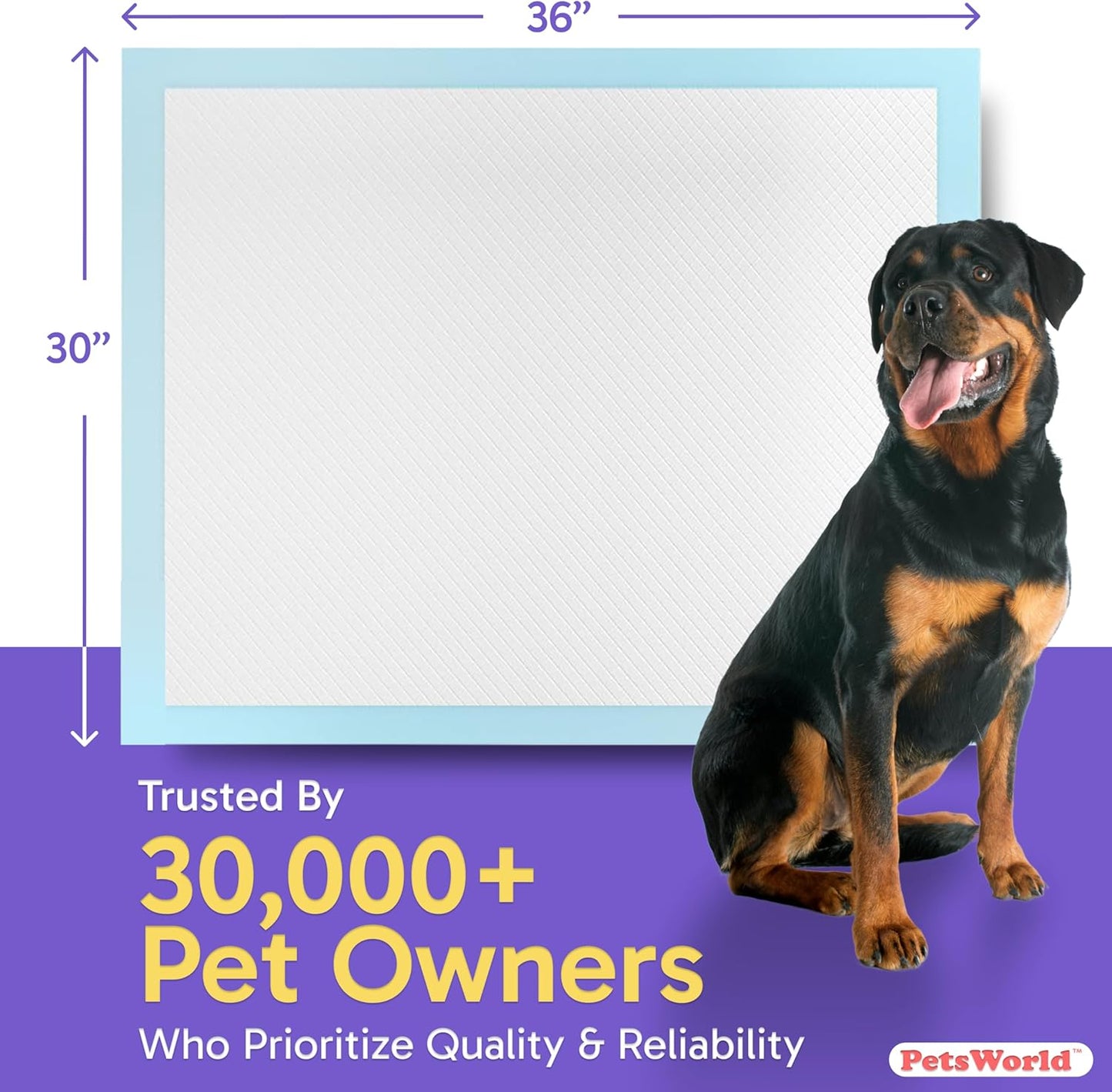 Extra Large Potty Pads for Dogs, Odor Eliminating 30" X 36", 150 Count Pee Pads for Dogs, Gigantic XL Dog Pads, 5 Layer Ultra Absorbent Technology, Leak Proof Training Pads for Dogs & Cats